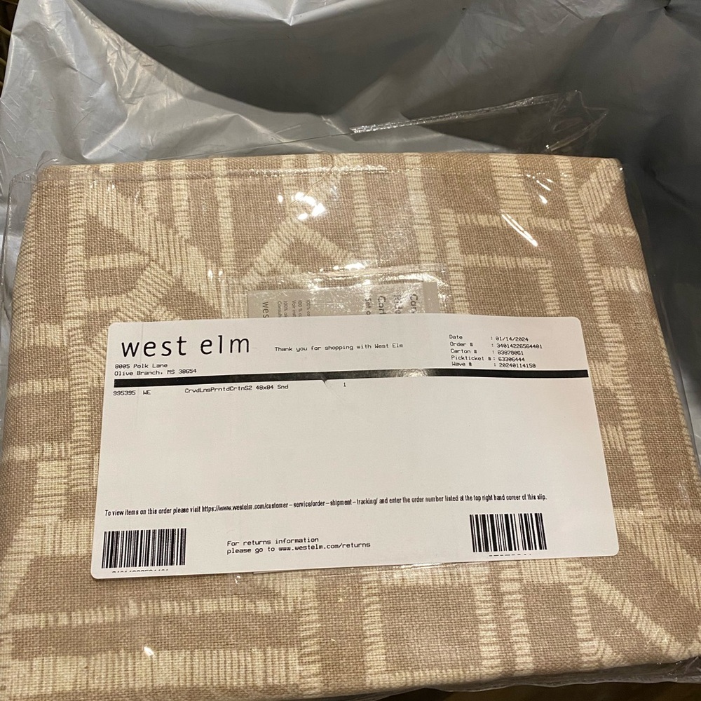 West Elm Beige Geometric Curtains